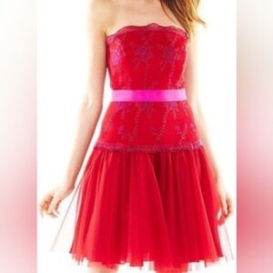 Pearl Georgina Chapman of Marchesa Red & Purple Dress Size 8 NWT